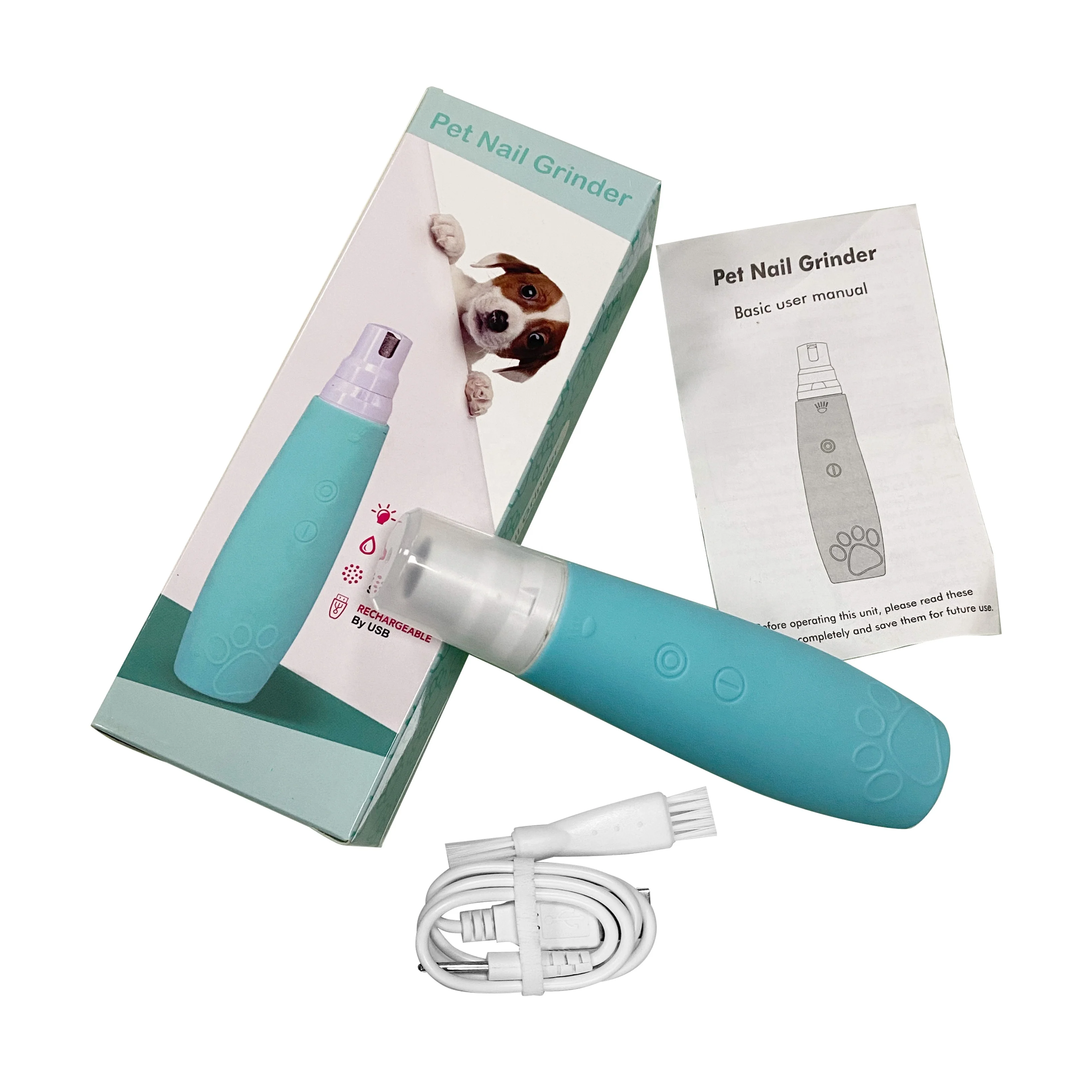 Electric Pet Nail Grinder with LED Light Powerful Motor Electric Cats Dog Claw Grinder Rechargeable Painless Clipper