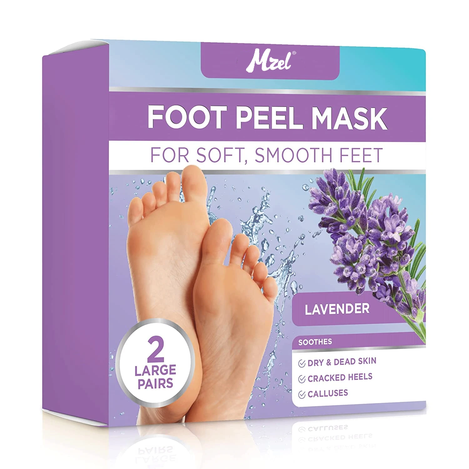 Private Label Lavender Foot Peel Mask Regular Size Skin Exfoliating Foot Masks for Dry, Cracked Feet, Callus, Dead Skin Remover