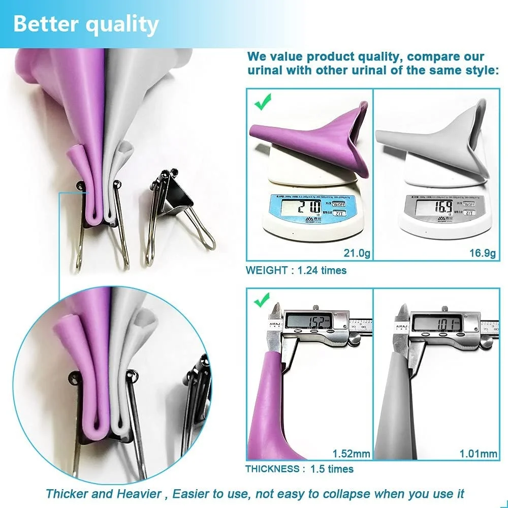 Travel Portable Bathroom Reusable Silicone Lady Women Female Urination Device Funnel Urinal Cup for Women Standing Up to Pee