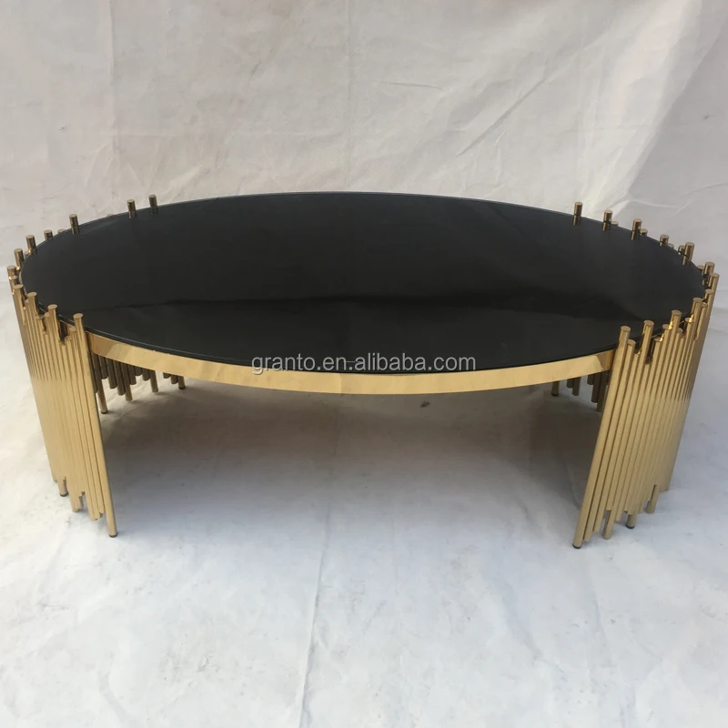 Luxury home furniture stainless steel coffee table living room glass table