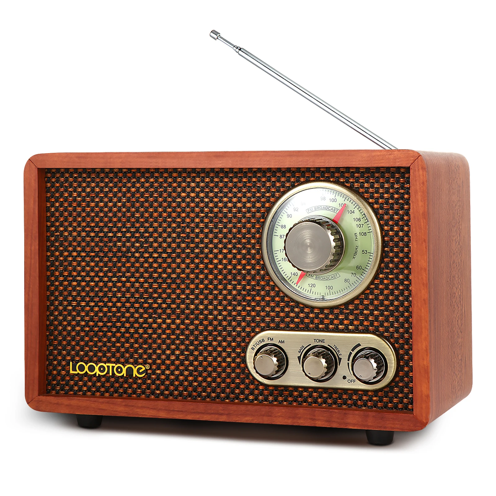 2023 quality design retro wooden radio with wireless BT, USB, SD