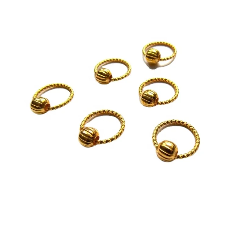 Customized 18k yellow gold plated pumpkin shaped beads, hair braiding ring jewelry for women