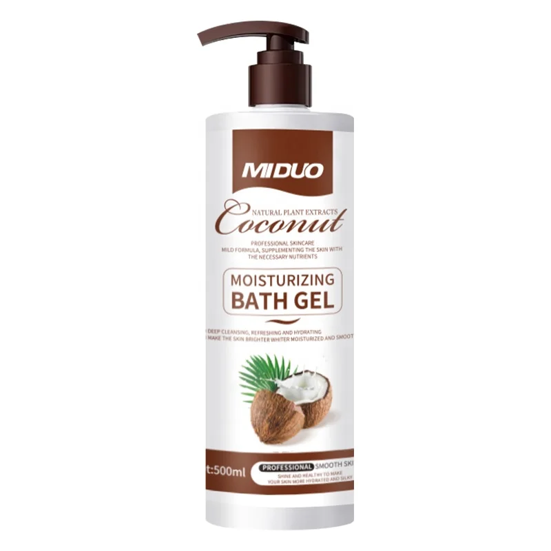 MIDUO OEM Wholesale 300ML 500ML Custom Whiten Lighten Vitamin C Kojic Acid Exfoliate Scented Moisture Body Wash Bath Shower Gel