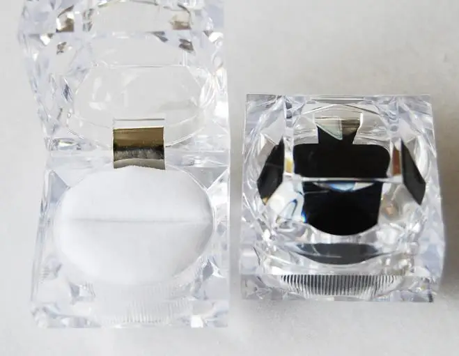 Top quality clear acrylic plastic crystal ring boxes square shape earring cases packing jewelry box 49*49*44mm 45.5*45.5*43mm