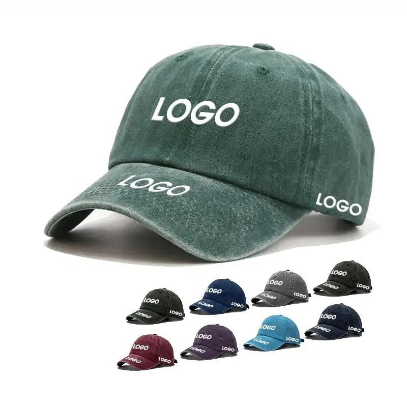 Unisex Retro Vintage Cotton Washed Adjustable Snapback Dad Hat Blank Solid Contrast Color Baseball Cap 6Panel Washed Sports Caps