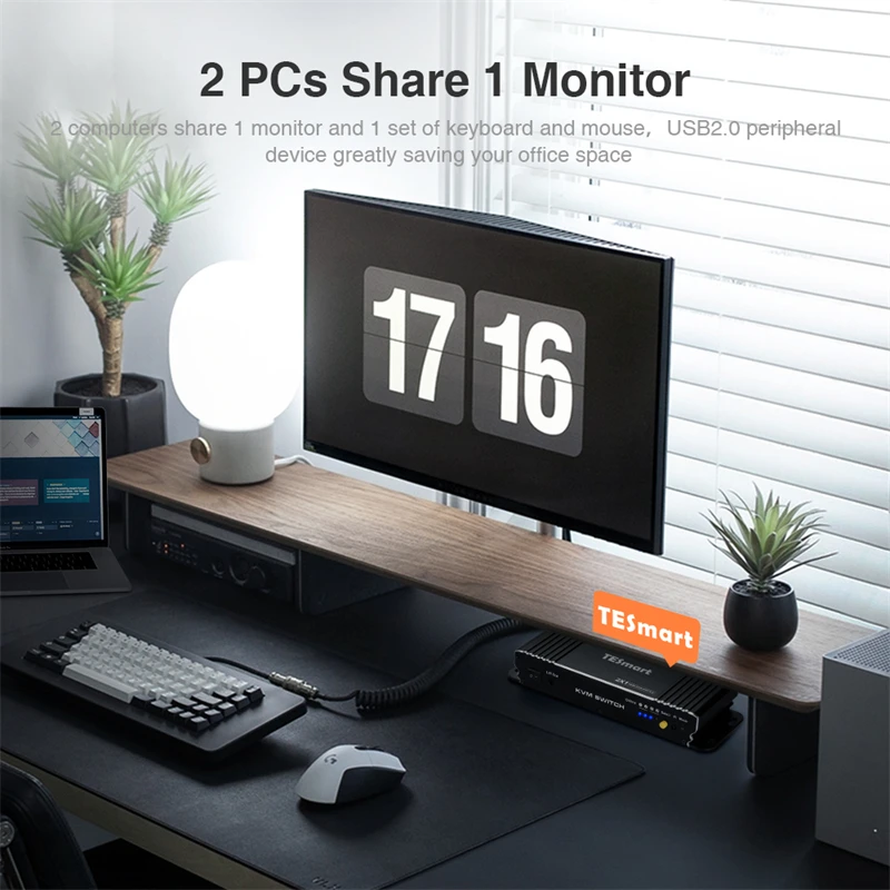 TESmart 2x1 HDMI KVM Switch 4K Auto Scan With EDID emulators support IR Remote Control 4K@60Hz 2 Port USB HDMI KVM Switch
