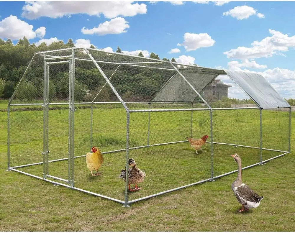 Flat Top Design Heavy Duty Metal Chicken Run  Suitable for Hens Dogs Poultry Rabbit Ducks Coop 3x6x2m