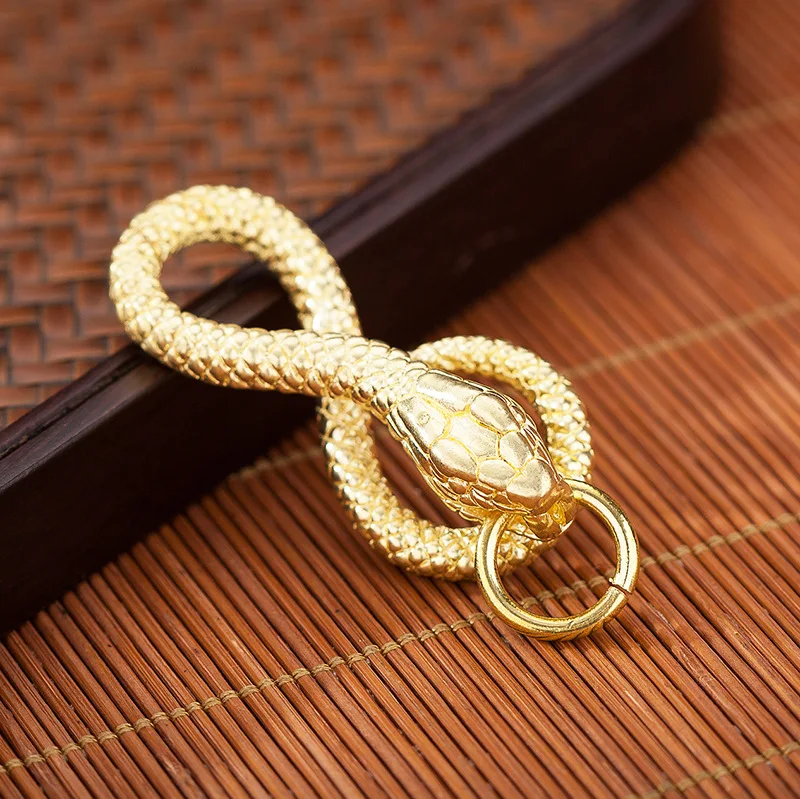 Brass Belt Hook Retro Snake Shape Key chains Fob Clip Animal Key Ring Wallet snake keychain with O ring Charm Pendant Decor Gift