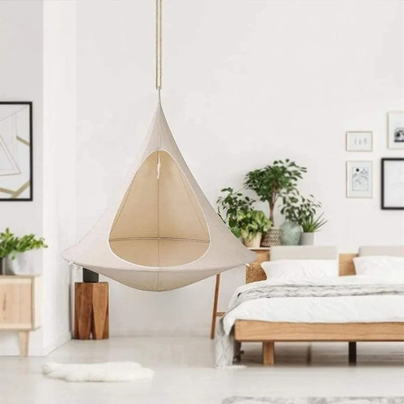 270 degree awning Outdoor aerial hanging hammock tent conical leisure hanging blue waterproof awning