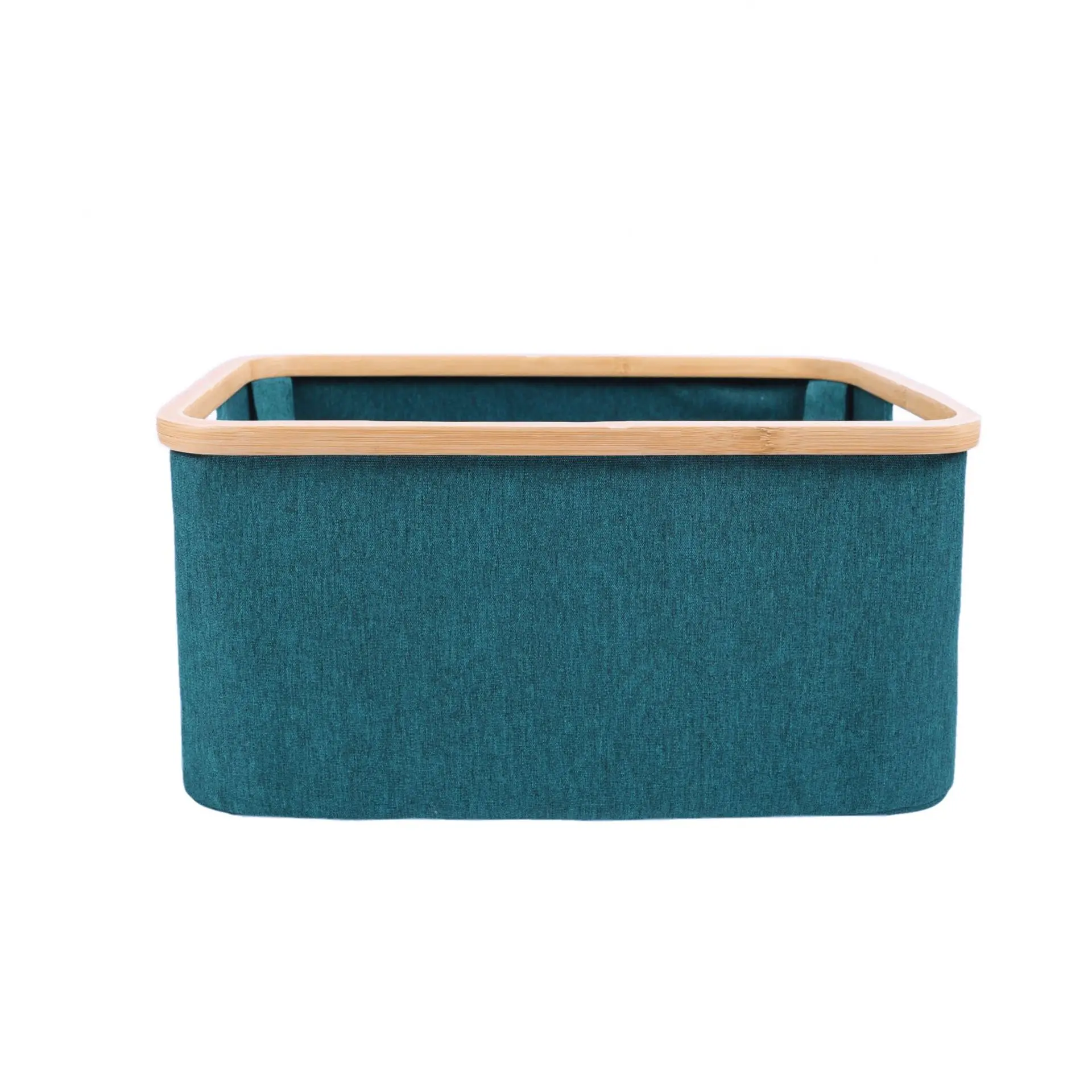
Folding Bamboo desktop decorative canvas fabric clothes organizer box storage basket 