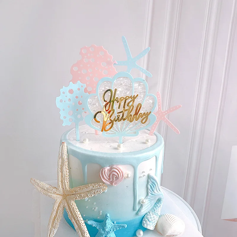 Saffron Mermaid cake topper cheap price birthday cake designs decoration for little mermaid cakes