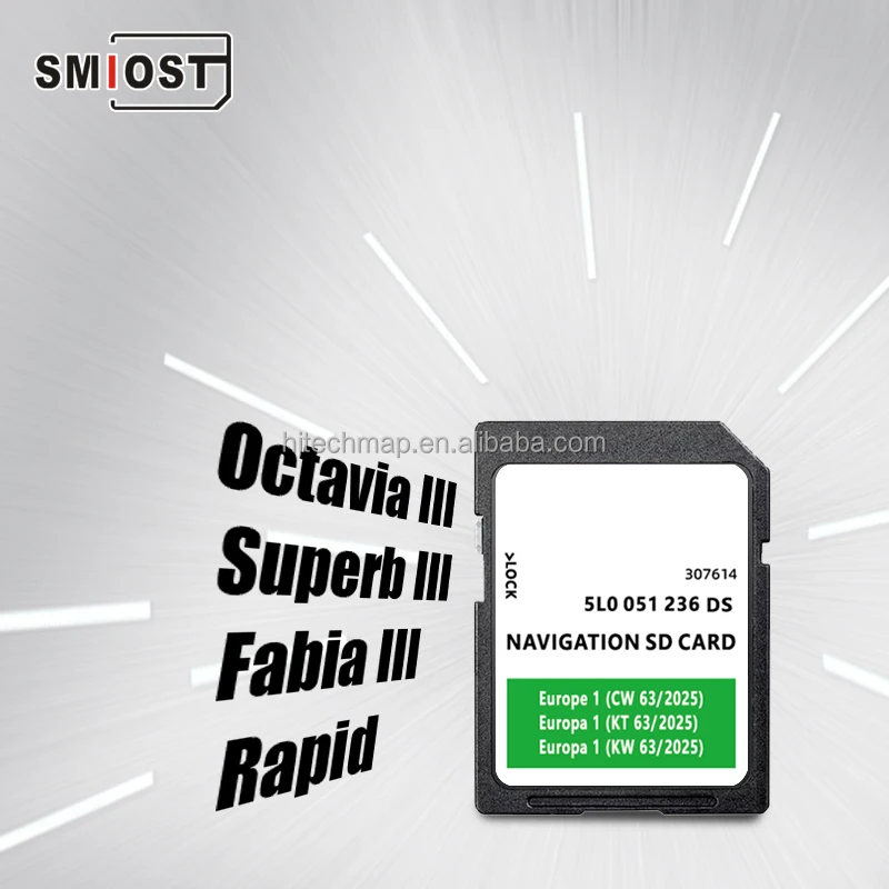 SMIOST GPS Memory Navigation Maps карта изменения CID Navig SD Memorial для Skoda MIB2 2025 Yeti Octavia 3