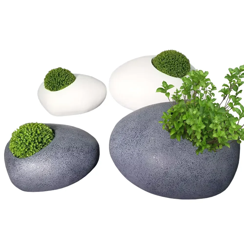 Nordic Creative Big Indoor Outdoor Stone Flower Pots Fibreglass Planter Home Garden Decoration Plant Pot