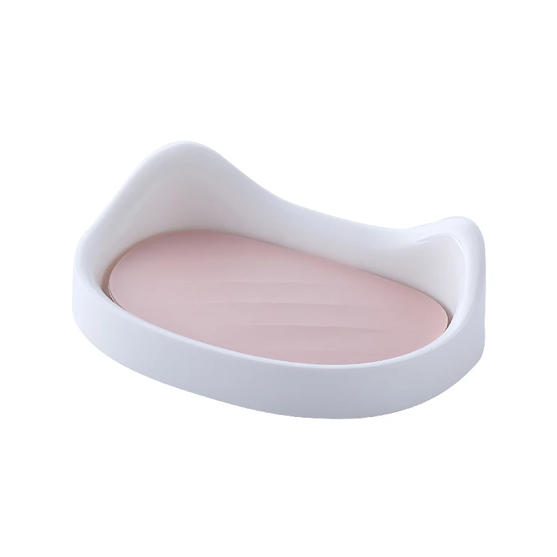 New Cat Soap Box Shelf Wall-Mounted Double-Layer Plastic Dishes Small Box Soap Holder Wall Mounted Bathroom Accessories Soap Box