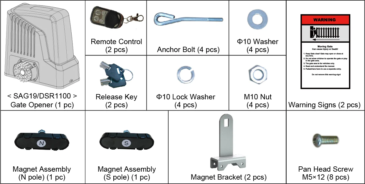 Automatic Door Operators AC 1300kg Heavy Duty Sliding Gate Opener Control Board Remote Control Gate Motor