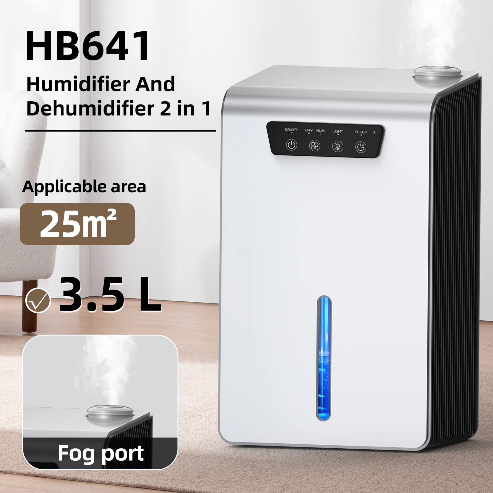 New Upgrade Multi-function Dehumidifier For Home Help With Drying Clothes With Drainage Hose,Auto Defrost, LED Light