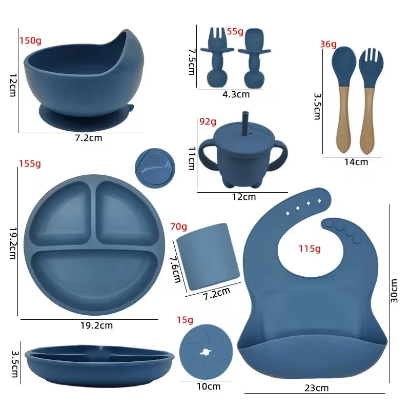 Wholesale Silicon Baby Tableware Bowls Spoon Toddler Children Tableware Kids Dinnerware Baby Silicone Plates Set