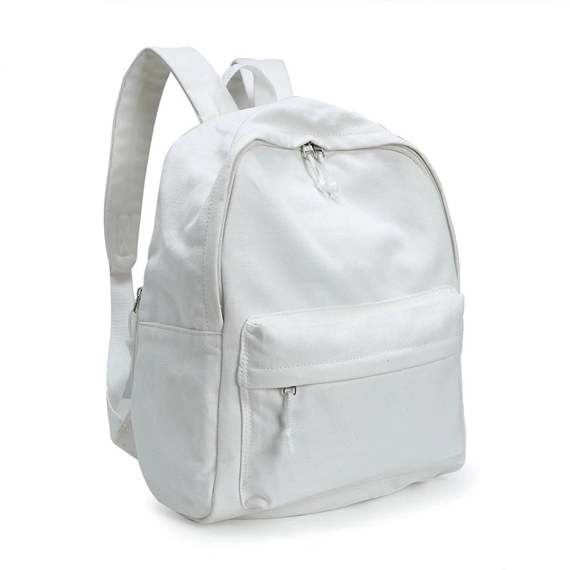 Large capacity girls canvas white school backpack satchel daypack