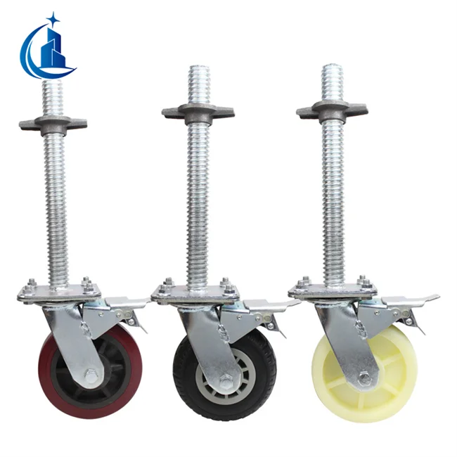 Heavy Duty Scaffolding Caster Wheel with Brake Adjustable Scaffolding Installation Wheel