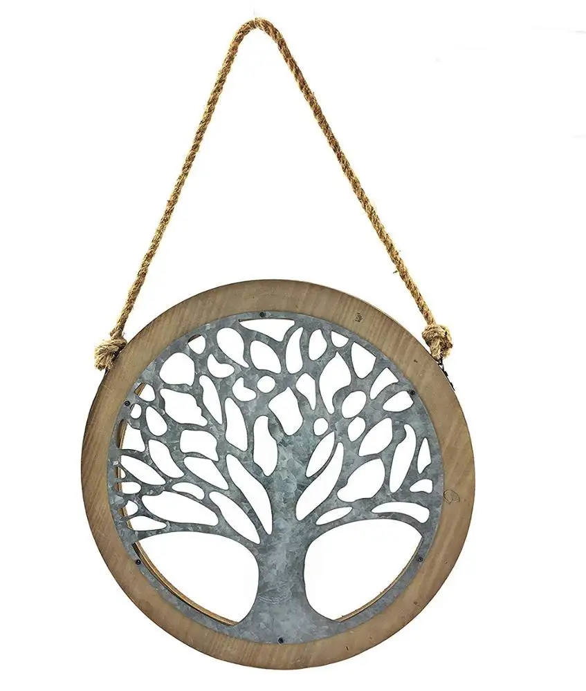 
Tree of Life Wood Metal Wall Art Galvanised Wall Sign 