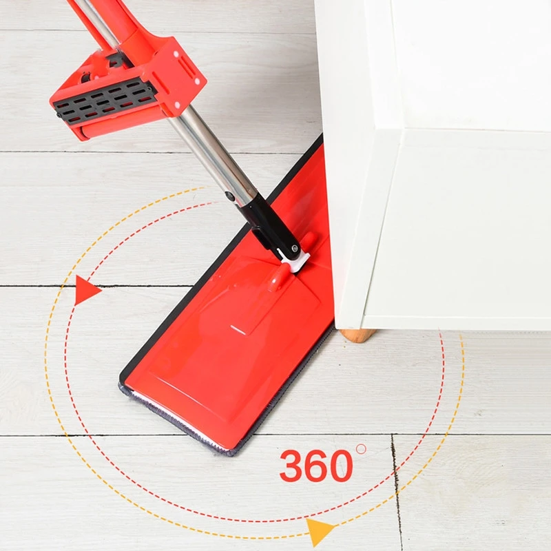 Wholesale price house floor easy cleaning microfiber flat mop hand free red squeeze water mop