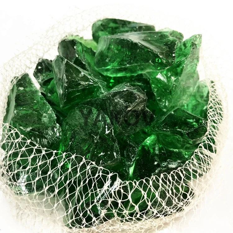 home decoration garden landscaping dark green slag glass rocks