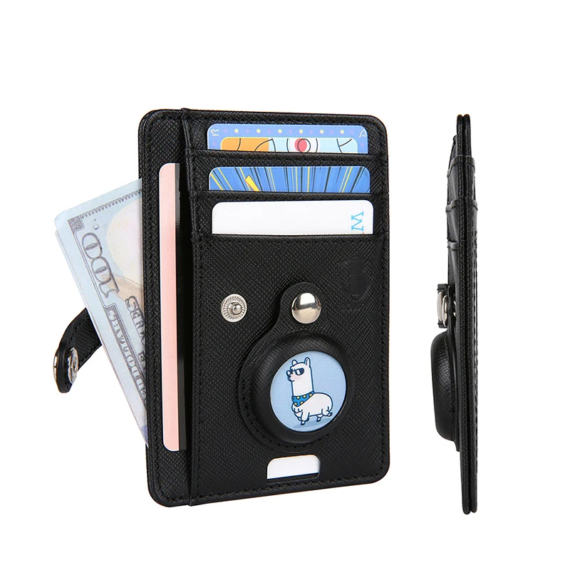 Genuine Leather Wallet Passport Airtag Rfid Blocking Credit Card For Airtag Tracker Protective Cover Leather Airtag Case
