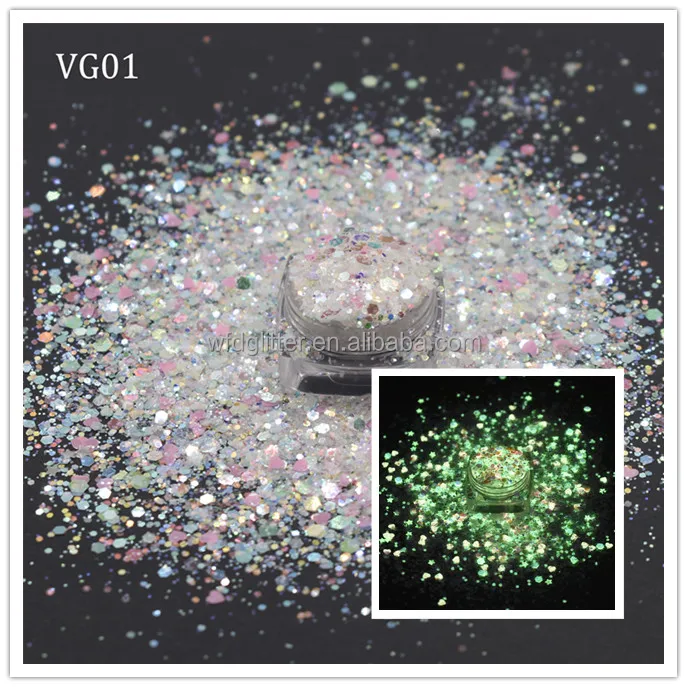 2022 New luminous chunky glitter glow in dark Nail Flakes Glitter birthday decoration
