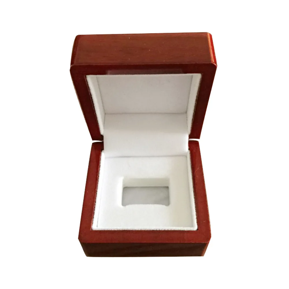Custom Engagement Wood Red Paint Wooden Jewelri Champion Ring Boxes For Gift Wrapping With Logo