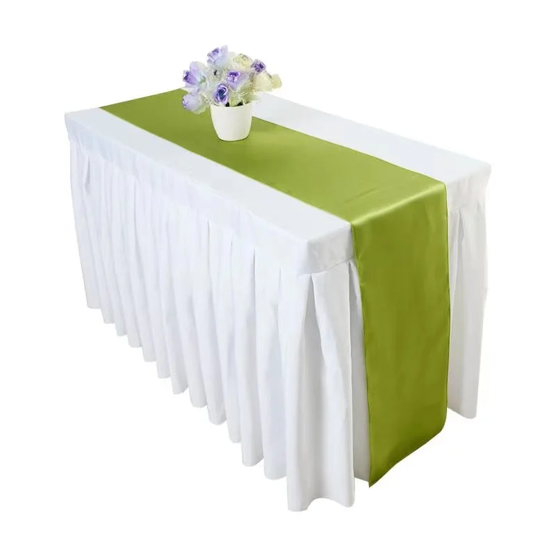 hot sale smooth satin poly nylon runner table decorative wedding custom table runners