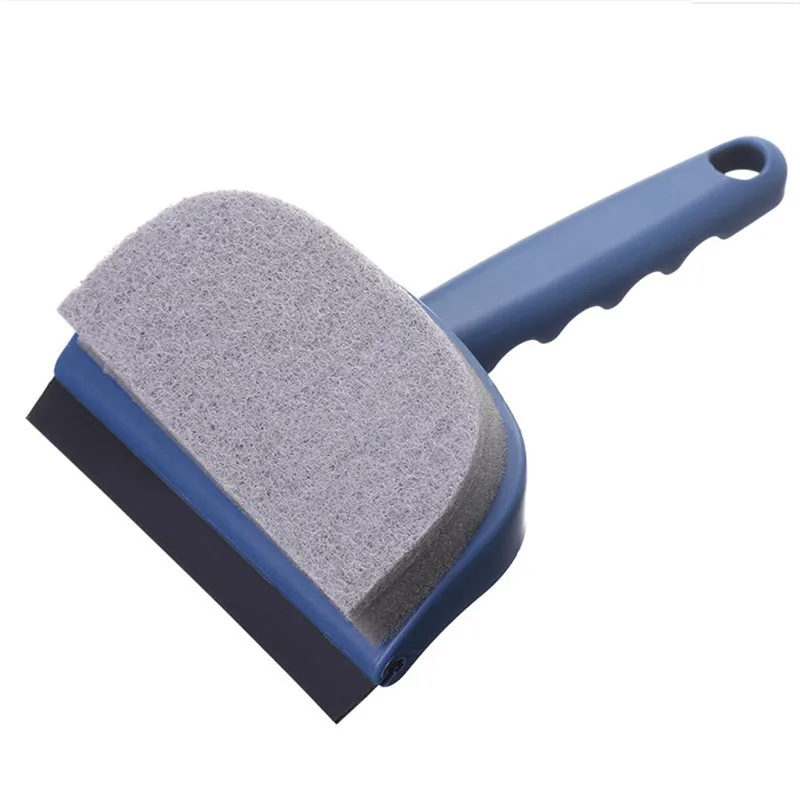Bathroom Wall Cleaner Tile Scraper Brush 2in1 Silicone Blade&Sponge Glass Cleaner for Kitchen Bathroom Shower Squeegee Scraper