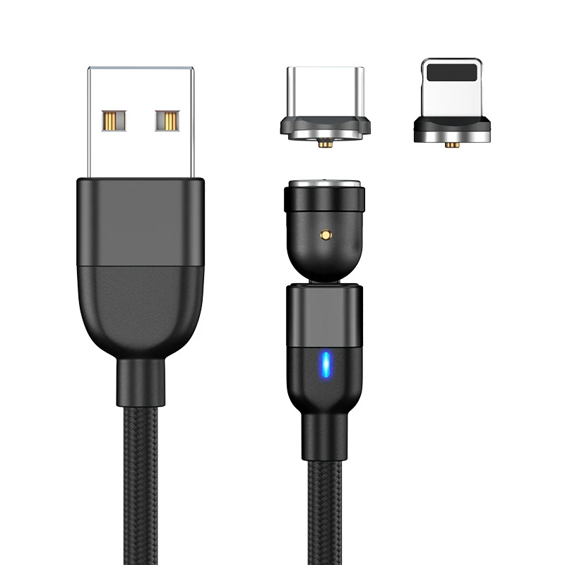 3 фута черный 3 в 1 Type C Micro USB Магнитный зарядный кабель для мобильного телефона 1 м