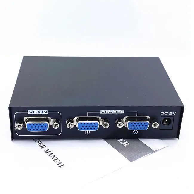 2-Port VGA Splitter with Signal Booster High Resolution Video, 200MHz, 2048x1536