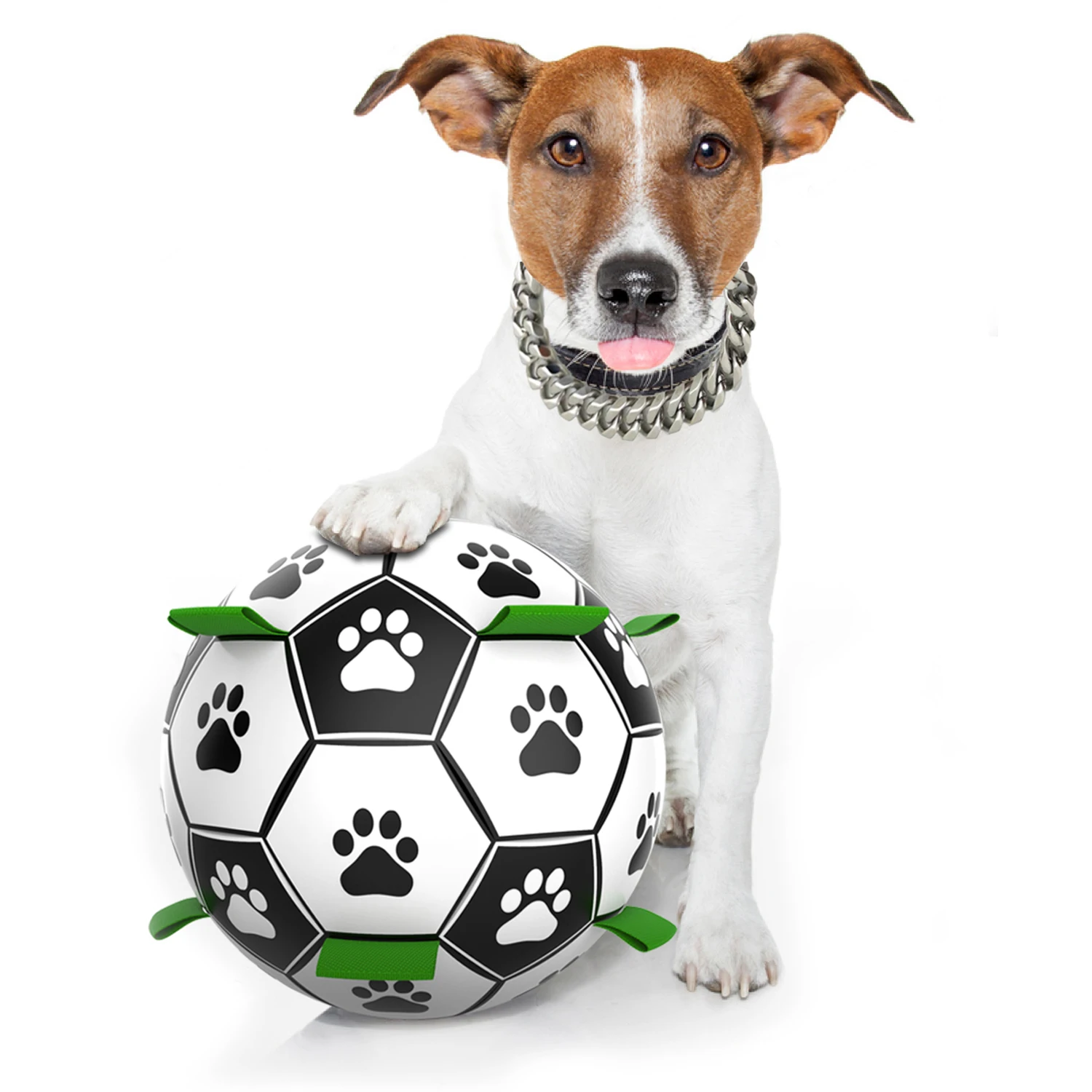 Kinyu Original Factory On Stock Dropshipping Classic Toys Interactive Dog Football Soccer Ball With Tab For Medium And Large Dog