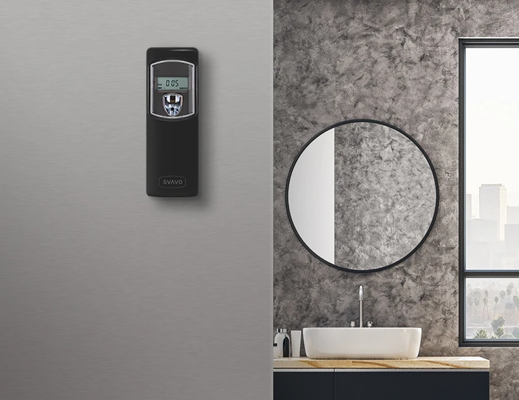 Toilet motion sensor lcd battery operated automatic air freshener wall mounted  fragrance spray perfume dispenser