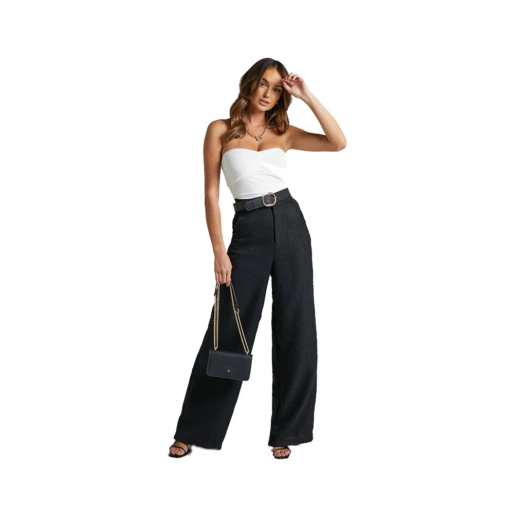 King Young party daily Casual heel matching Two pockets WIDE LEG HIGH WAIST TAILORED PANTS