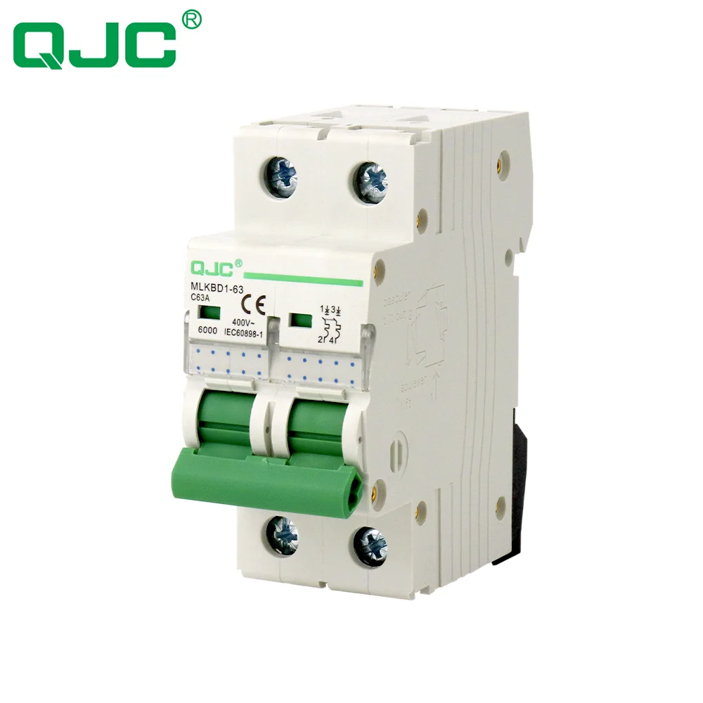 QJC 1pol 2pol 3pol 4pol 6-63A 16a 32a amp solar system electrical switch mcb mini circuit breaker disjuntores price