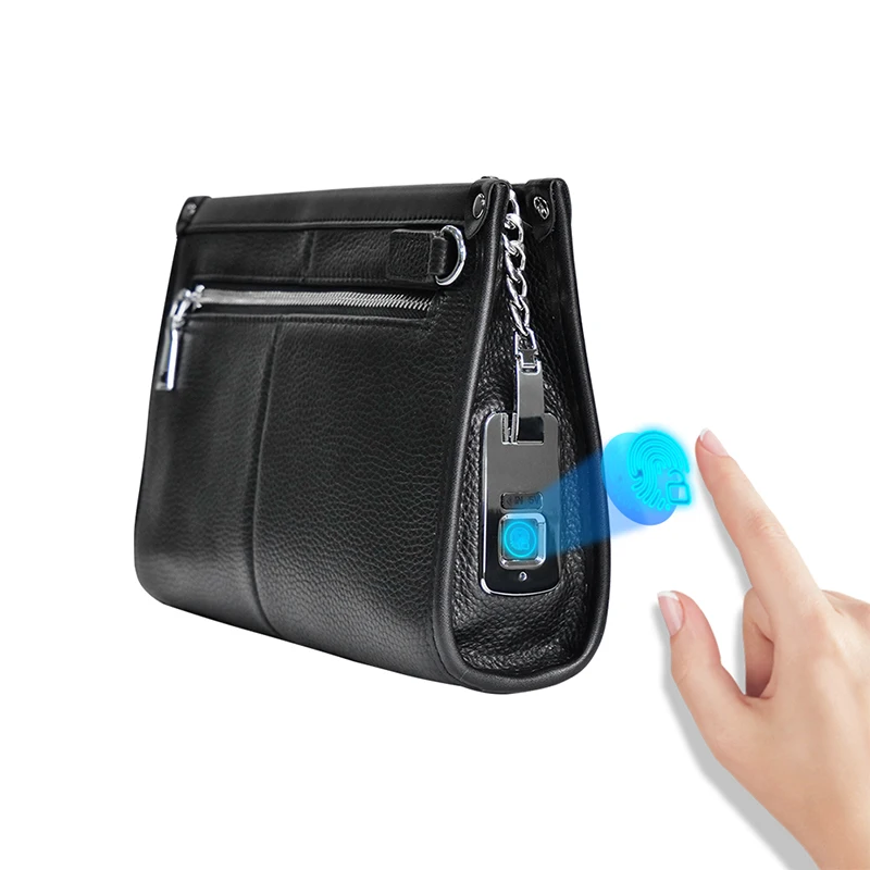 Man Genuine Leather Business Clutch Office Business Gentle  Smart Anti-Theft Fingerprint Lock Handbag Customized