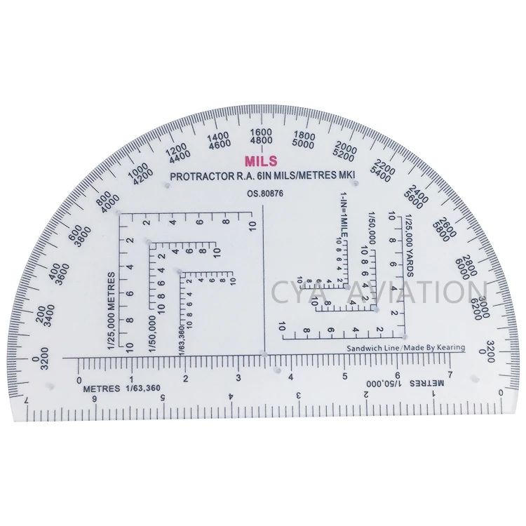 NATO approved Semi circle Protractor 6' dia for military soldiers map reading