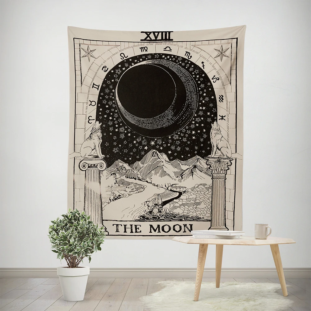 Home Decor Star Sun Moon Tapestry Design Printed Wall Hanging Tapestry 150x130cm
