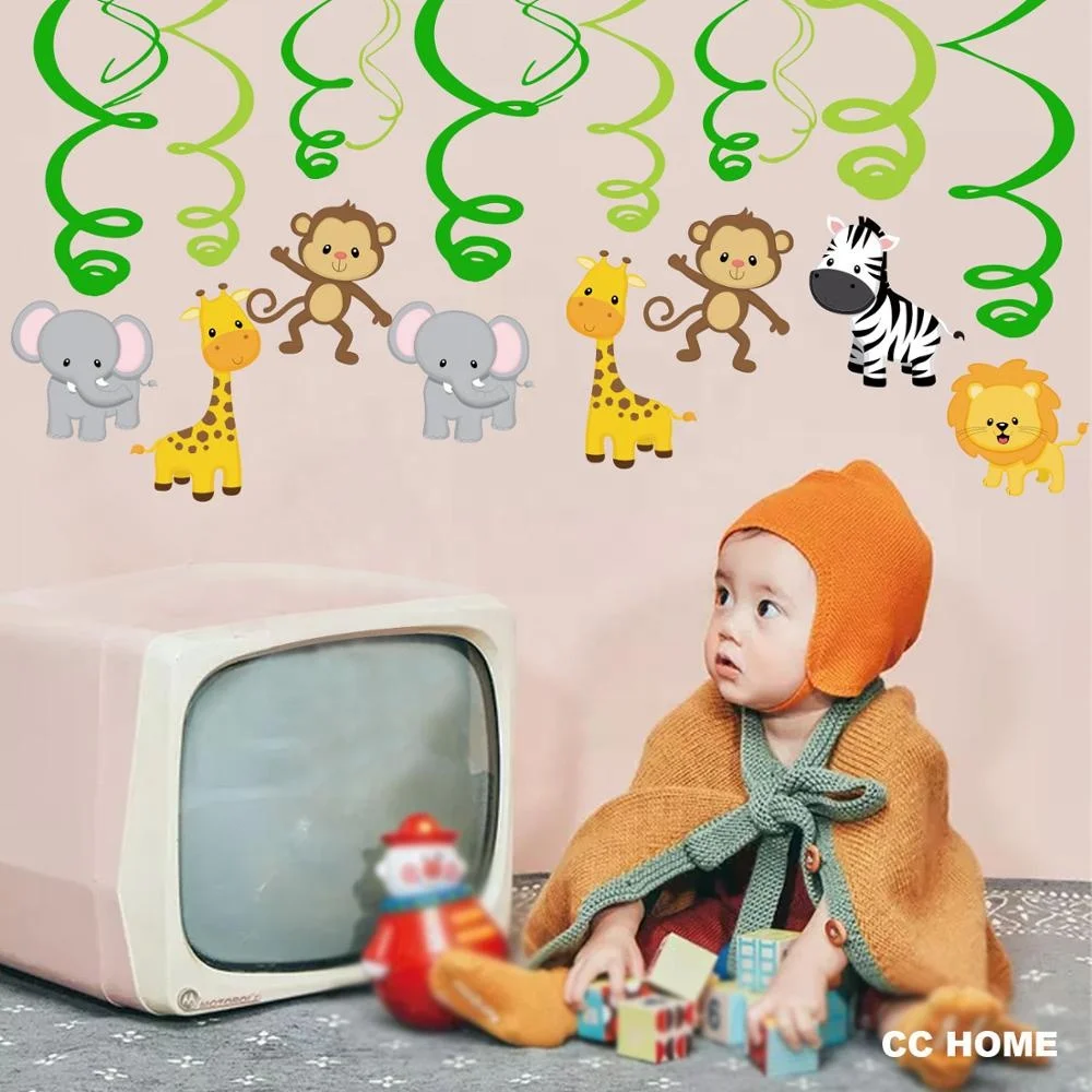 BA176 13Pcs baby shower party supplies new born party jungle animal banner jungle theme party decoration for baby