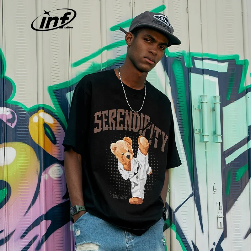 INFLATION 100 Cotton Couple Men High Quality Streetwear Mens Wholesale Custom OEM Oversize T-shirt