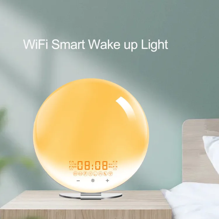 LED Simulated Sunrise Sunset Nature Wake-up Light Sleep Light Alarm Clock Touch App Voice Control Colorful Bedside Night Lights