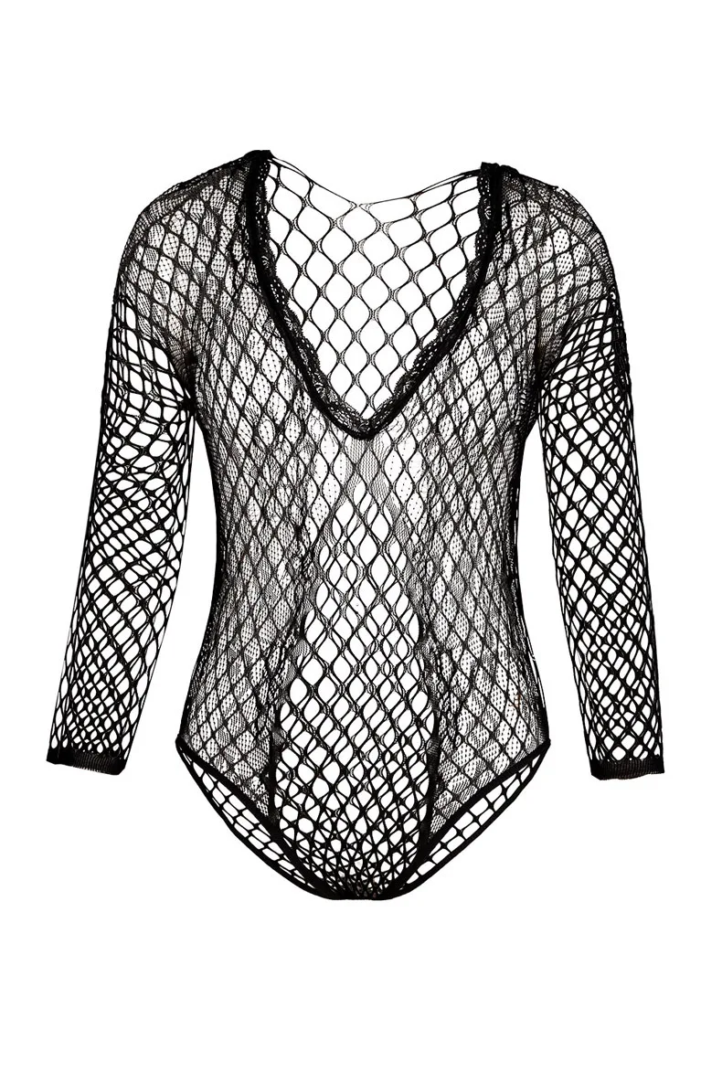 
Bodysuit nightwear fishing net teddy lingerie transparent mesh strappy 