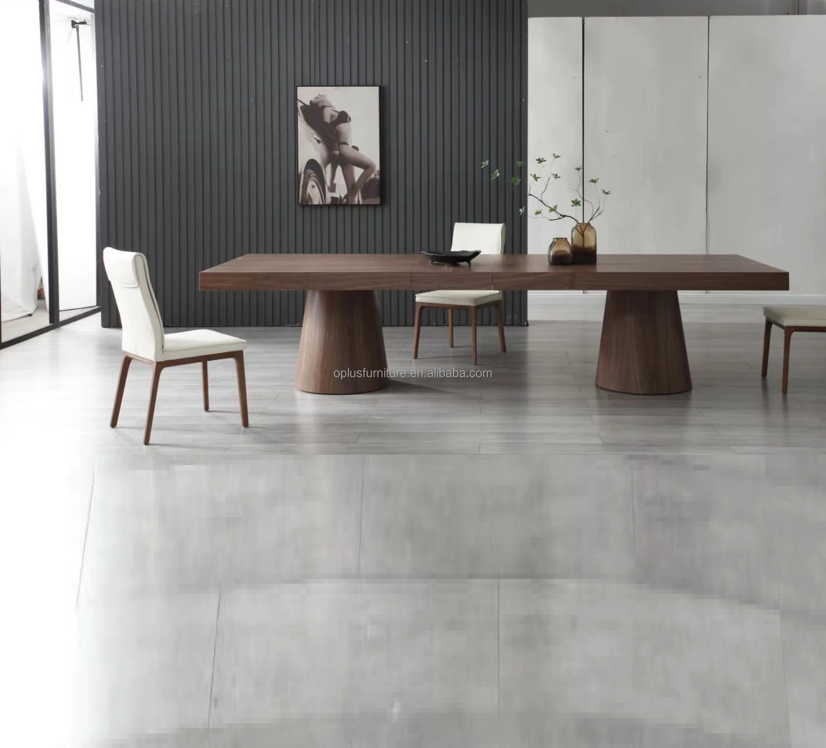 Latest High Qualtity Modern Factory Direct Mid-Century  Tapered Base Walnut 3 Meter Long Rectangle Dining Table