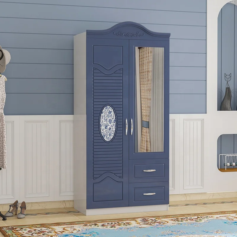 New blue 2 3 4 mdf wardrobe large size customized bedroom wardrobe closet with drawers wooden wardrobe bedroom furniture