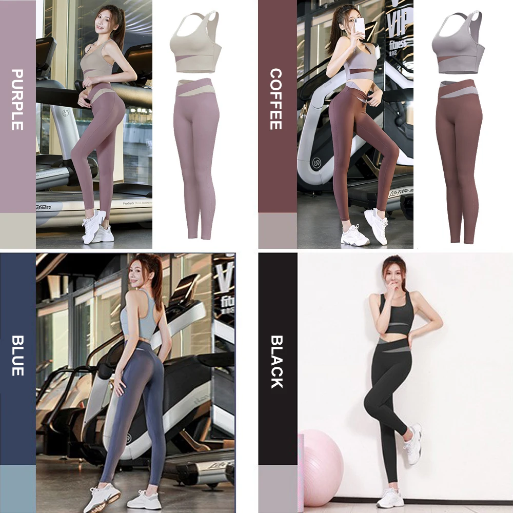 Custom Logo Women Sport Clothes Ladies Gym Fitness Active Wear High Waisted Pants 2 Piece Set Seamless Yoga Set
