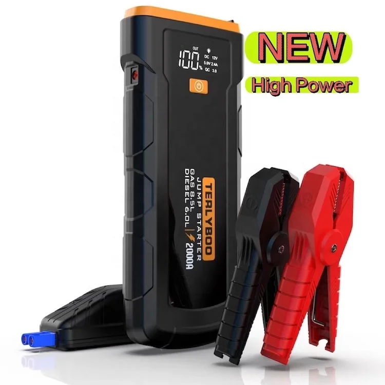 4000A Battery Booster Plus 24000mAh Car Battery Jump Starter Large LCD Screen With Strobe Lights For Vehicles