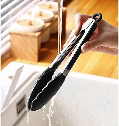 9/12 дюймовые кухонные щипцы, силиконовые, без БФА, антипригарные, из нержавеющей стали, для барбекю, приготовления пищи, гриля, блокирующие Пищевые Щипцы