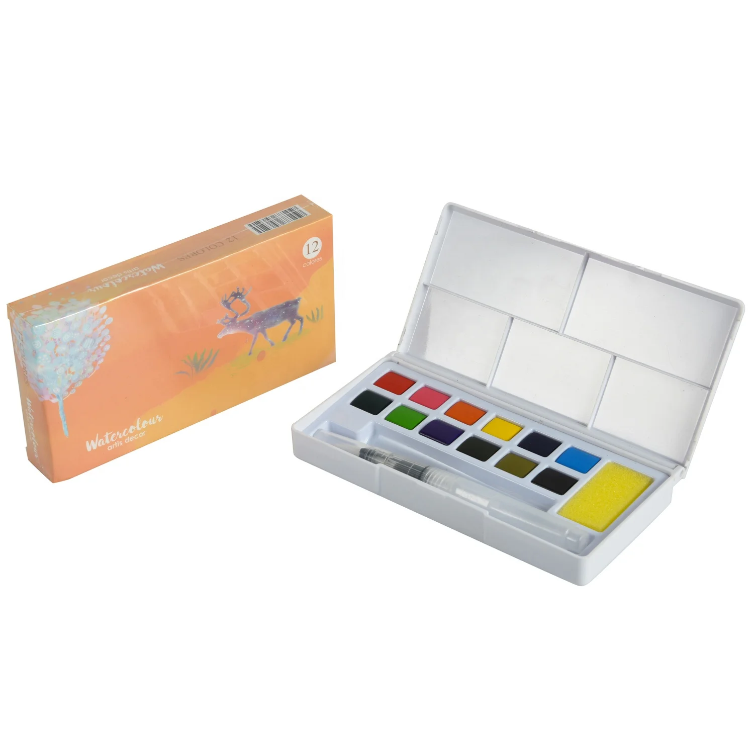 12 Colors watercolor paint set kids water colour watercolor artist solid water color with plastic box